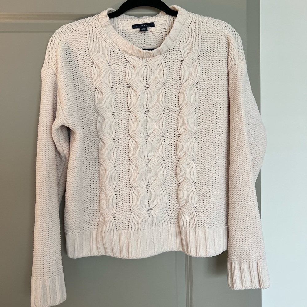 American Eagle Cream Knit Sweater